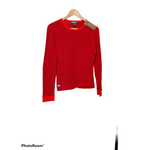 Ralph Lauren Jeans Co Striped Seude Accents Top